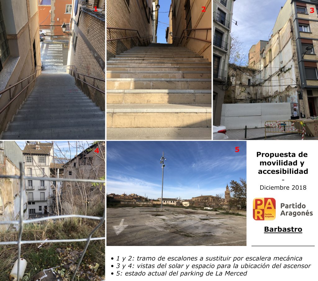 El PAR de Barbastro-Somontano celebra el impulso a su proyecto de movilidad en torno al parking de La Merced y reivindica más eficacia del ayuntamiento